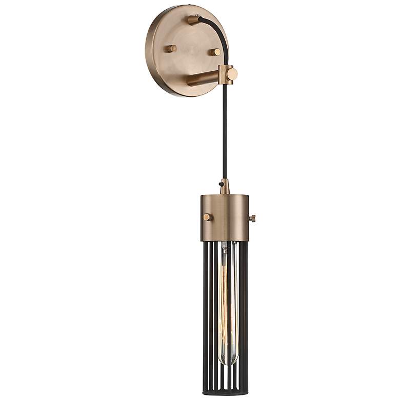 Image 1 Eaves; 1 Light; Wall Sconce; Copper Brushed Brass Finish w/ Matte Black