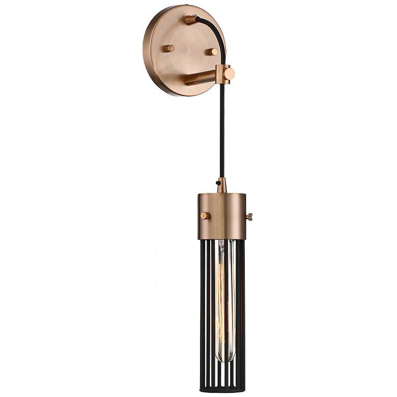 Image 4 Eaves; 1 Light; Wall Sconce; Copper Brushed Brass Finish w/ Matte Black more views