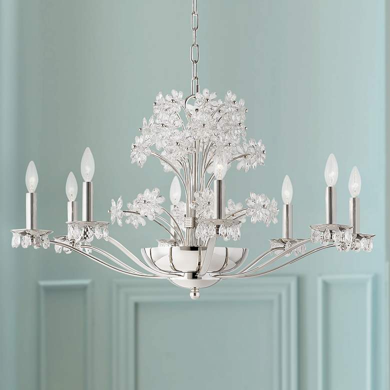 Image 1 eBeaumont 37 1/2"W Polished Nickel Flower Chandelier