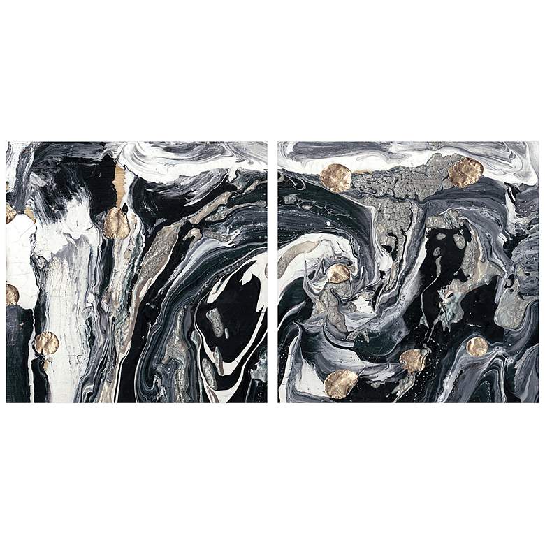 Image 2 Ebony and Ivory 76 inch Wide 2-Piece Glass Graphic Wall Art Set