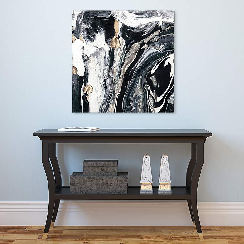 Image 6 Ebony and Ivory A 38 inch Square Tempered Glass Graphic Wall Art more views