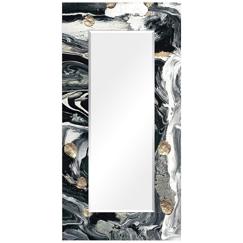 Image 3 Ebony and Ivory Art Glass 36 inch x 72 inch Rectangular Wall Mirror