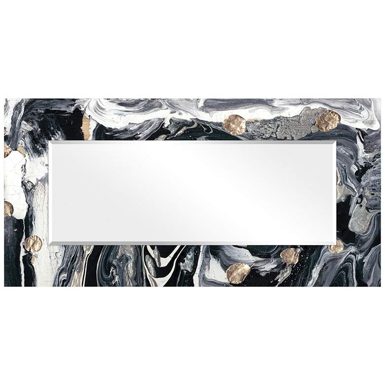Image 6 Ebony and Ivory Art Glass 36 inch x 72 inch Rectangular Wall Mirror more views