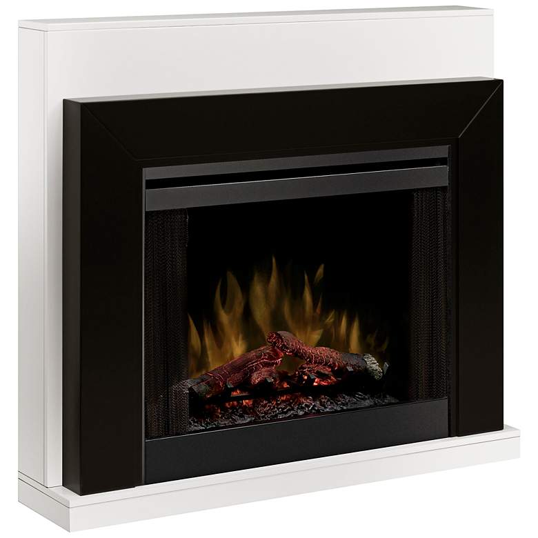 Image 1 Ebony Black Mantel Electric Fireplace with Romote Control