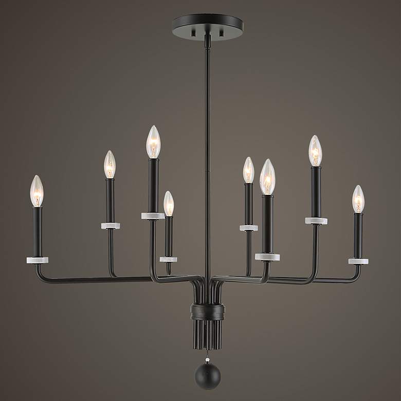 Image 1 Ebony Elegance 34 inch Wide Matte Black 8-Light Chandelier