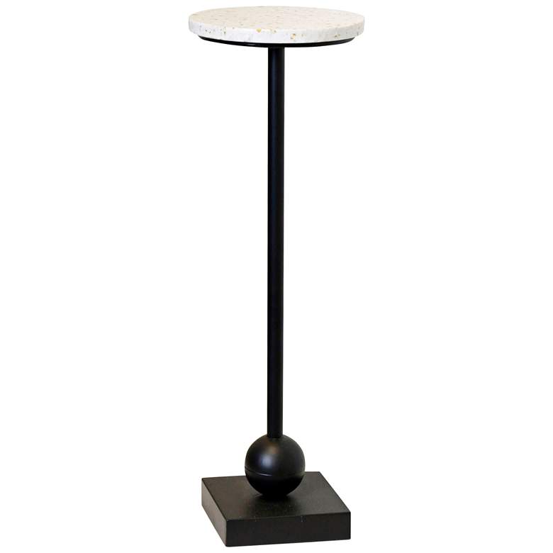 Image 1 Ebony Pedestal Drinking Table With White & Gold Flaked Top