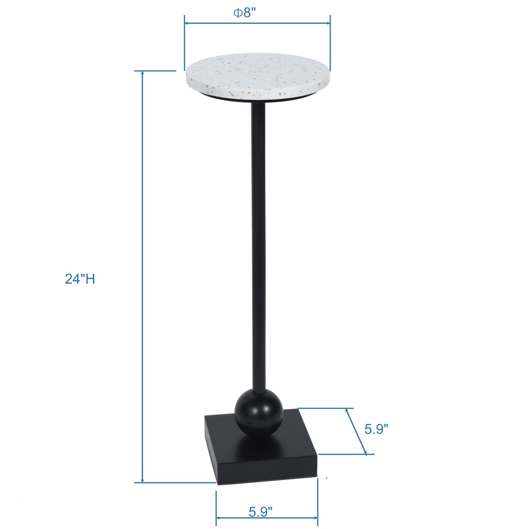 Image 6 Ebony Pedestal Drinking Table With White & Gold Flaked Top more views