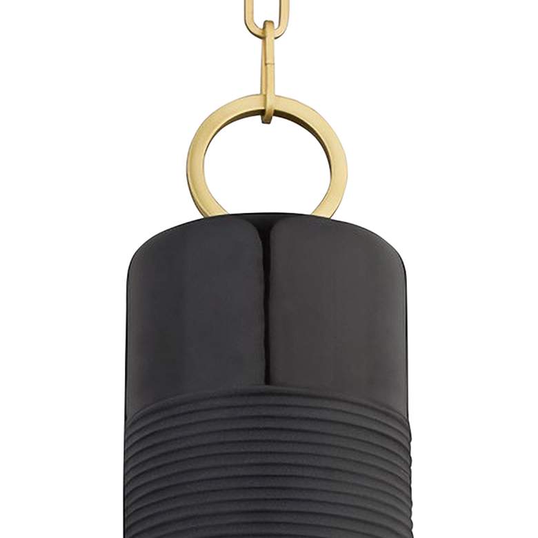 Image 3 eBrookville 5 inch Wide Aged Brass Pendant Light with Black Ceramic more views