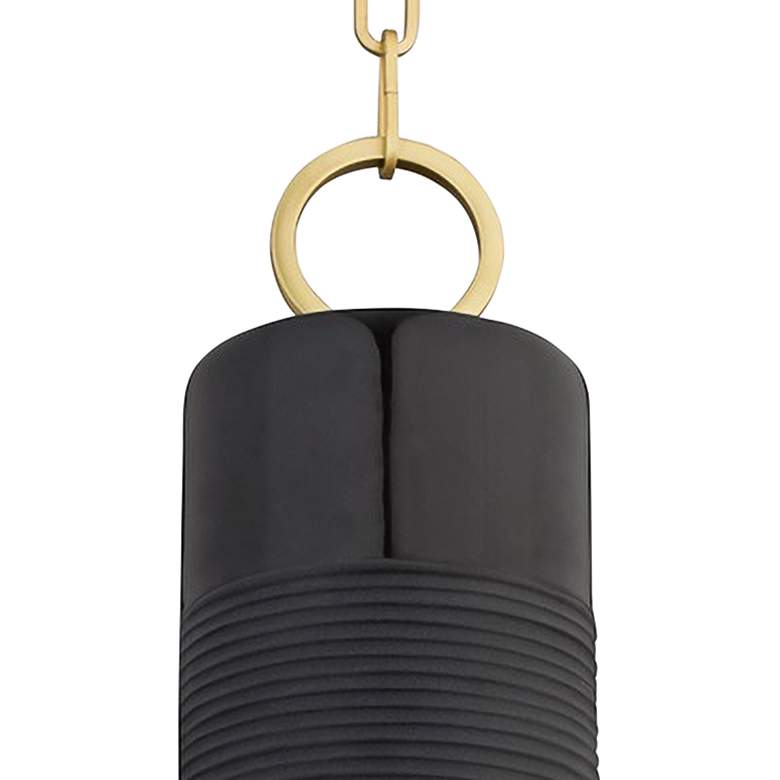 Image 3 eBrookville 5" Wide Aged Brass Pendant Light with Black Ceramic more views