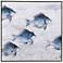 Ecco 5 Blue Abstract Fish 33" Square Framed Canvas Wall Art