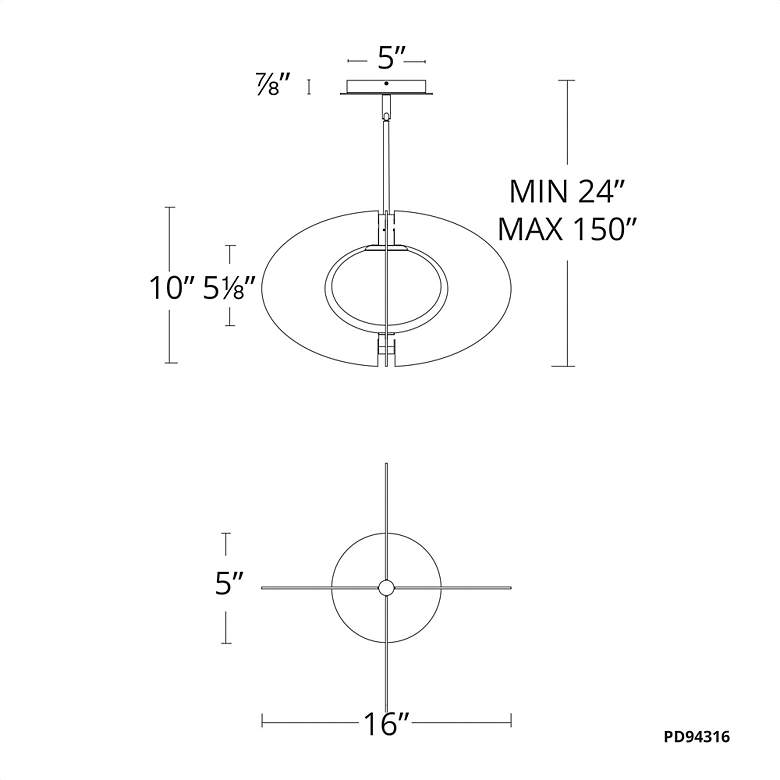 Image 5 Echelon 10"H x 16"W 1-Light Pendant in Black more views
