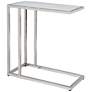 Thumbnail1 of Echelon 11" Wide White Marble Polished Nickel Sofa Hugger Table