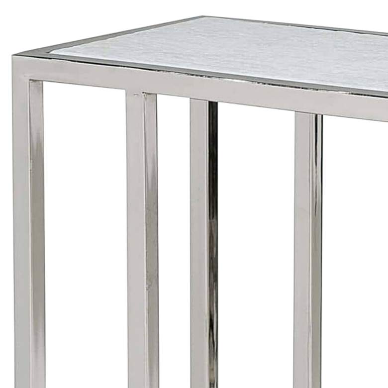 Echelon 11&quot; Wide White Marble Polished Nickel Sofa Hugger Table more views