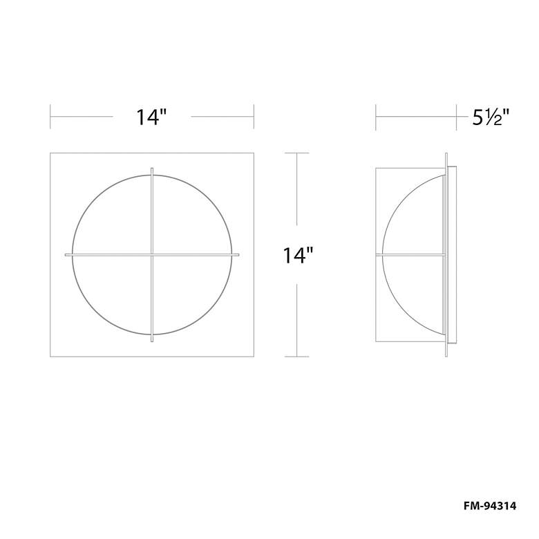 Image 6 Echelon 14"H x 14"W 1-Light Flush Mount in Black more views