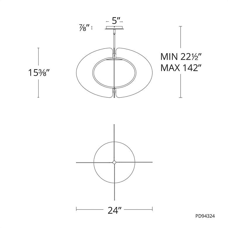 Image 5 Echelon 15.38"H x 24"W 1-Light Pendant in Black more views