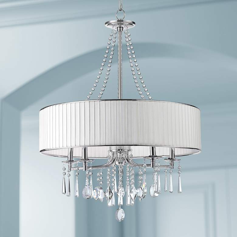 Image 1 Echelon 26 1/4" Wide Chrome and Crystal Shaded Chandelier