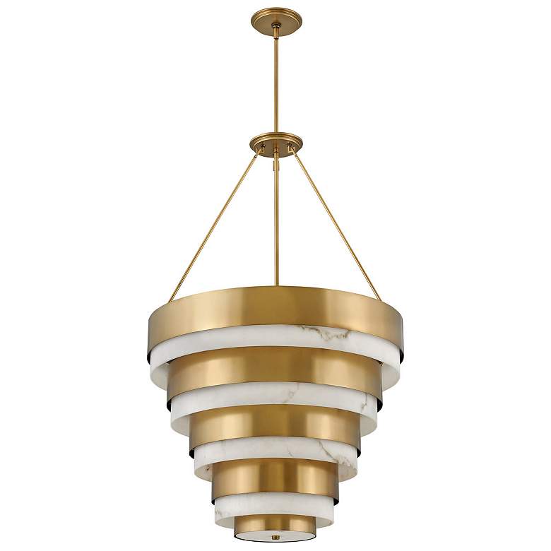 Image 1 Echelon 27 1/4 inch Wide Brass 8-Light Multi-Tier Chandelier