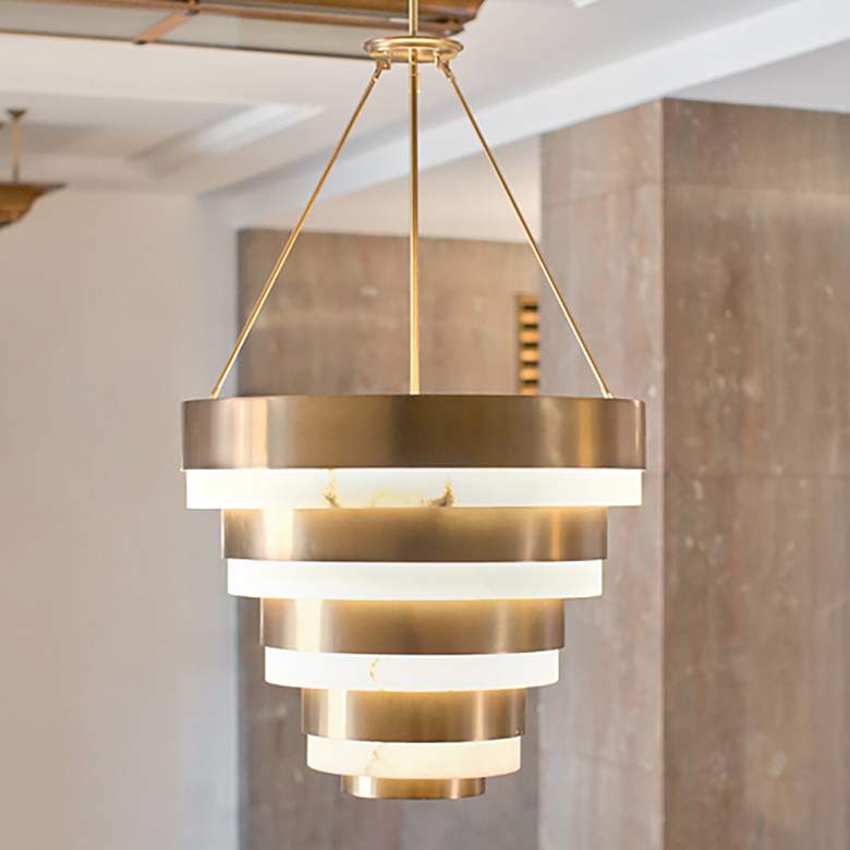 Image 1 Echelon 27 1/4" Wide Brass 8-Light Multi-Tier Chandelier