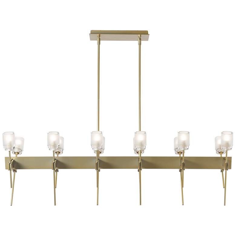 Image 1 Echo 13.8" Wide 12-Light Modern Brass Linear Pendant