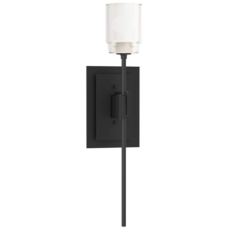 Image 1 Echo 16.2" High Black Sconce With Cast Glass Shade