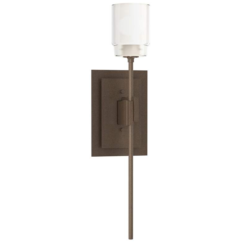 Image 1 Echo 16.2" High Bronze Sconce With Cast Glass Shade
