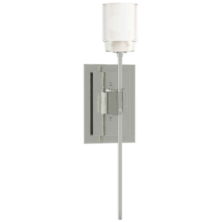 Image 1 Echo 16.2" High Sterling Sconce With Cast Glass Shade