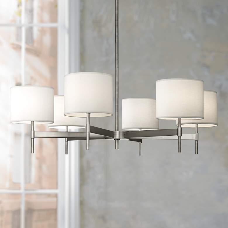 Image 1 Echo 40" Wide 6-Light Stainless Steel Chandelier