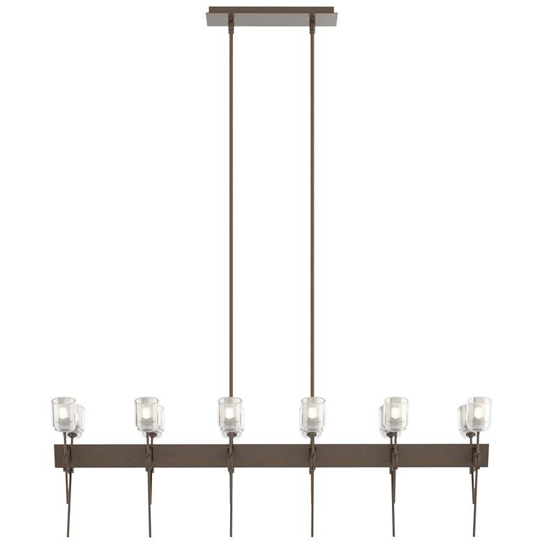 Image 1 Echo 48" Wide 12-Light Bronze Linear Pendant With Cast Glass Shade