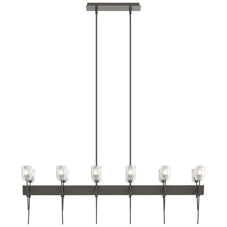 Image 1 Echo 48" Wide 12-Light Dark Smoke Linear Pendant With Cast Glass Shade