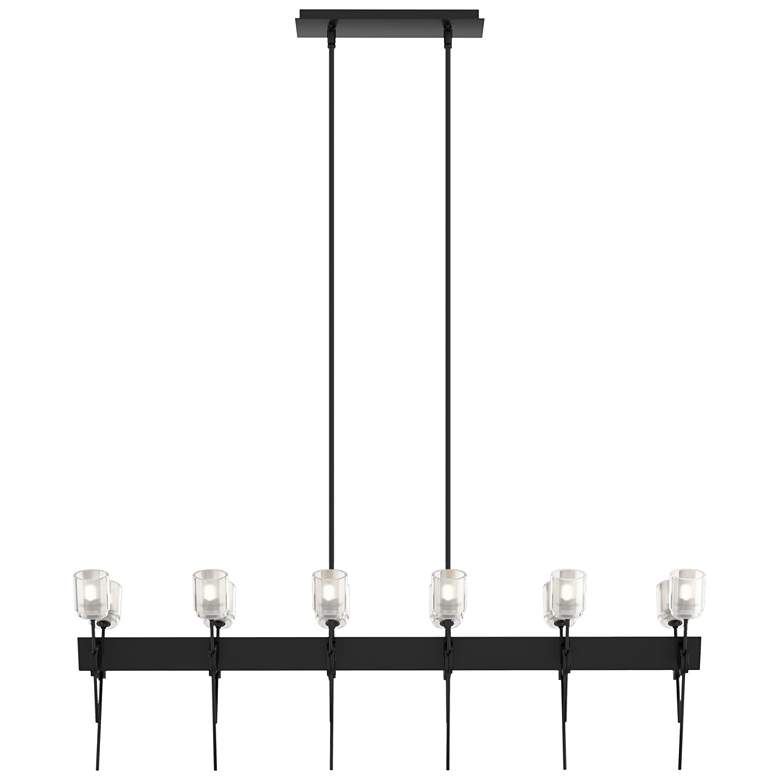 Image 1 Echo 48" Wide 12-Light Ink Linear Pendant With Cast Glass Shade