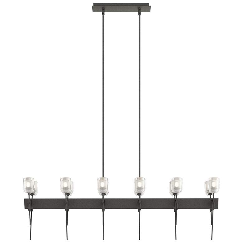 Image 1 Echo 48" Wide 12-Light Natural Iron Linear Pendant With Cast Glass Sha