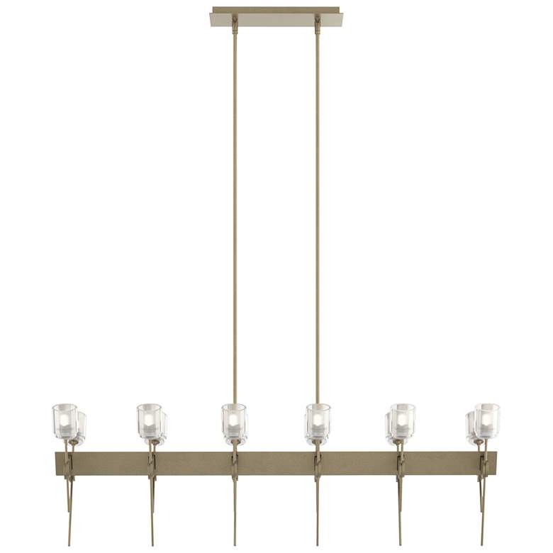 Image 1 Echo 48" Wide 12-Light Soft Gold Linear Pendant With Cast Glass Shade