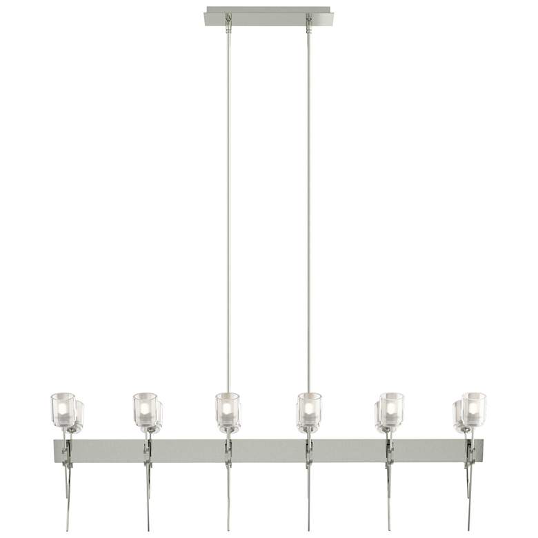 Image 1 Echo 48" Wide 12-Light Sterling Linear Pendant With Cast Glass Shade