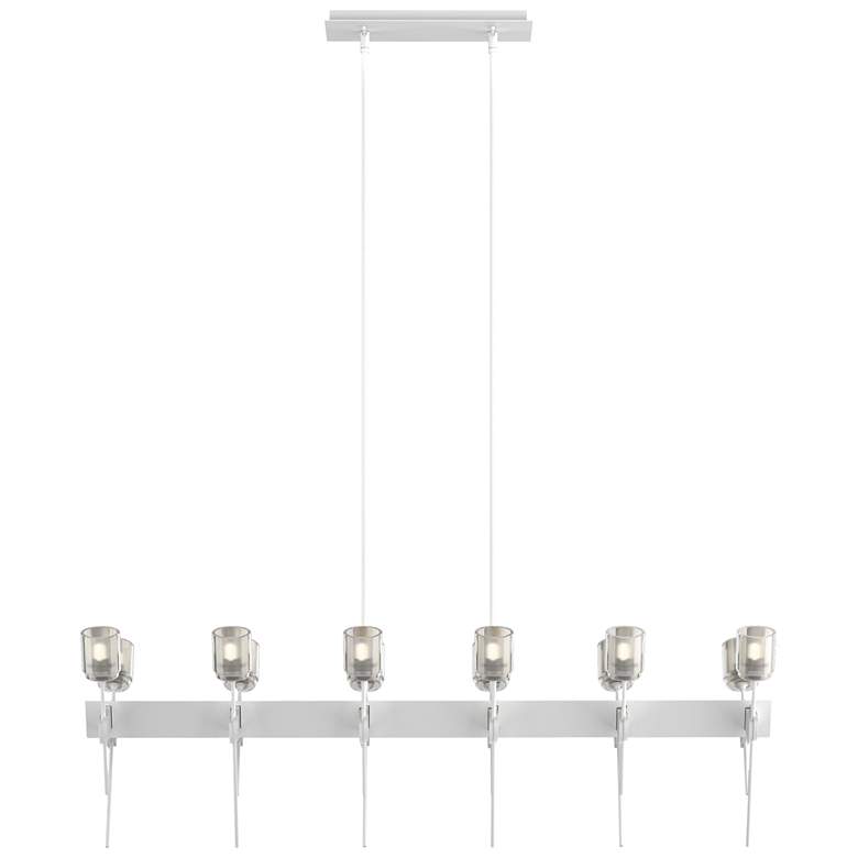 Image 1 Echo 48 inch Wide 12-Light White Linear Pendant With Cast Glass Shade