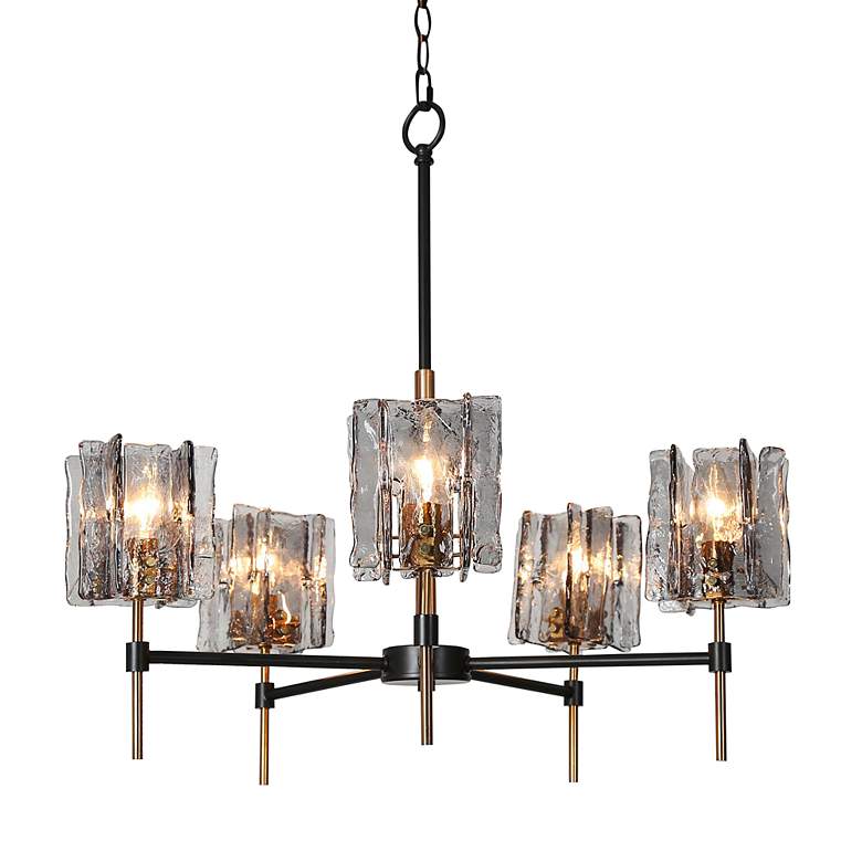 Image 2 Echonalyri 25" Wide Matte Black and Brass 5-Light Chandelier