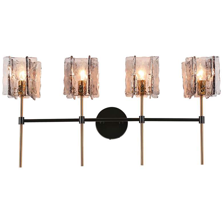 Image 1 Echonalyri 29 1/2"W Matte Black and Brass 4-Light Bath Light