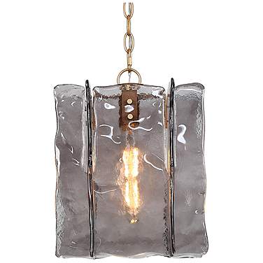 Echonalyri 4 3/4"W Plating Brass and Smoke Glass Mini Pendant