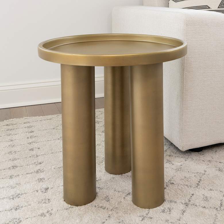 Image 1 Eclat 18" Wide Industrial Brass End Table