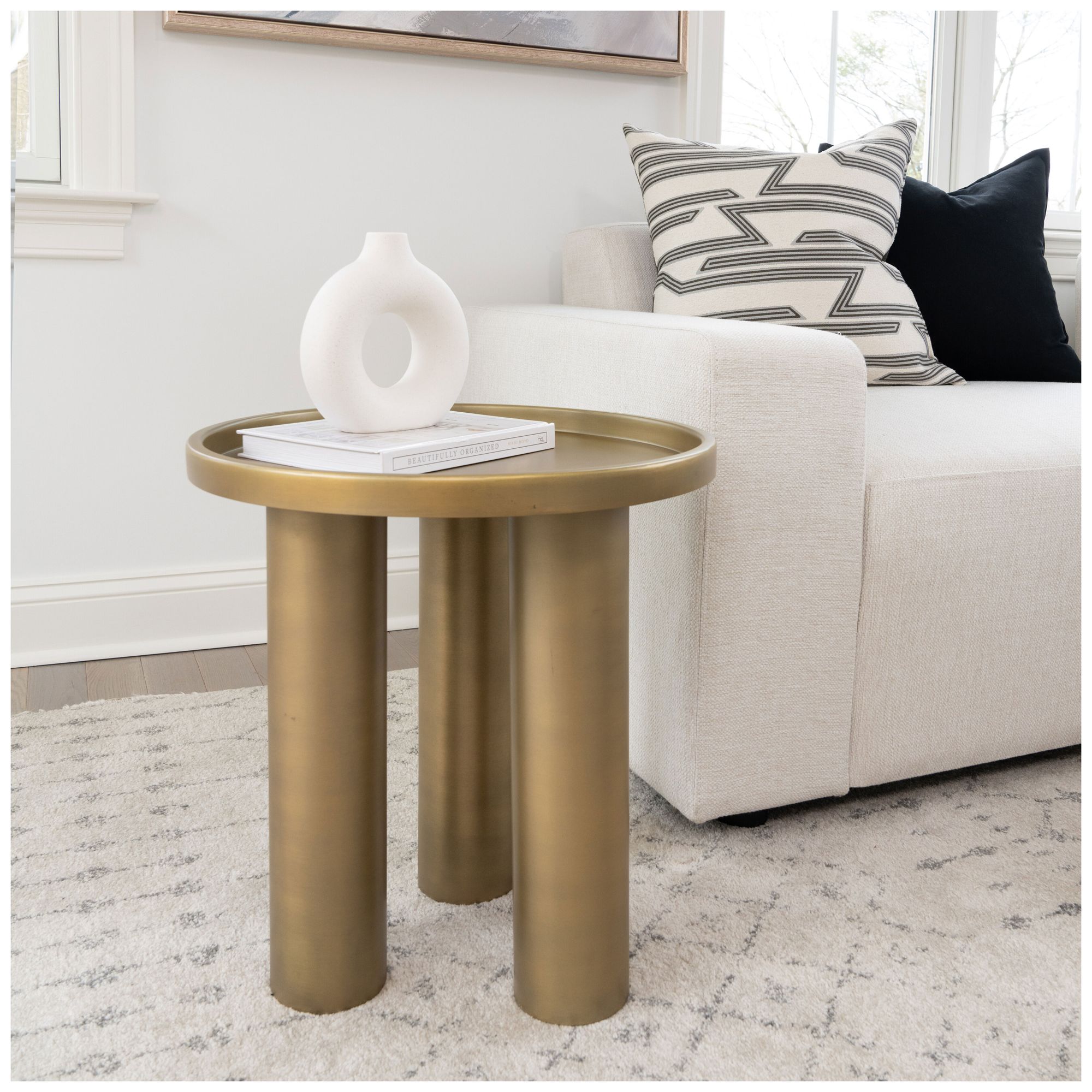 Image 5 Eclat 18" Wide Industrial Brass End Table more views