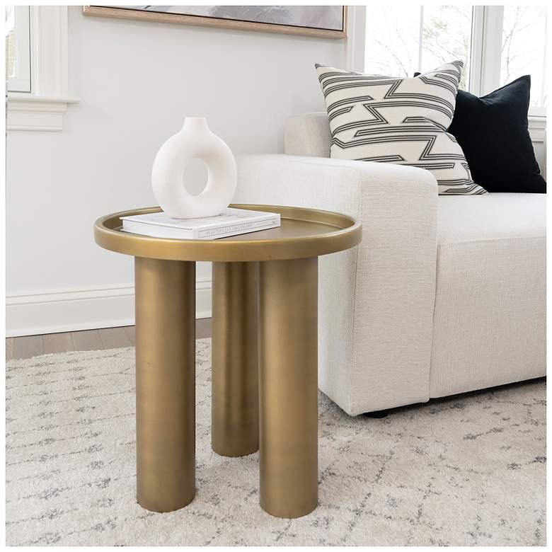 Image 5 Eclat 18" Wide Industrial Brass End Table more views