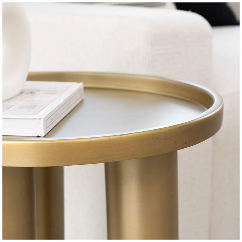 Image 6 Eclat 18" Wide Industrial Brass End Table more views