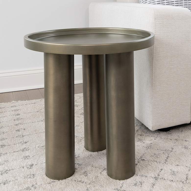 Image 1 Eclat 18" Wide Industrial Nickel End Table