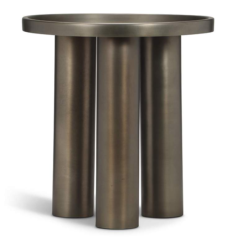 Image 3 Eclat 18" Wide Industrial Nickel End Table more views
