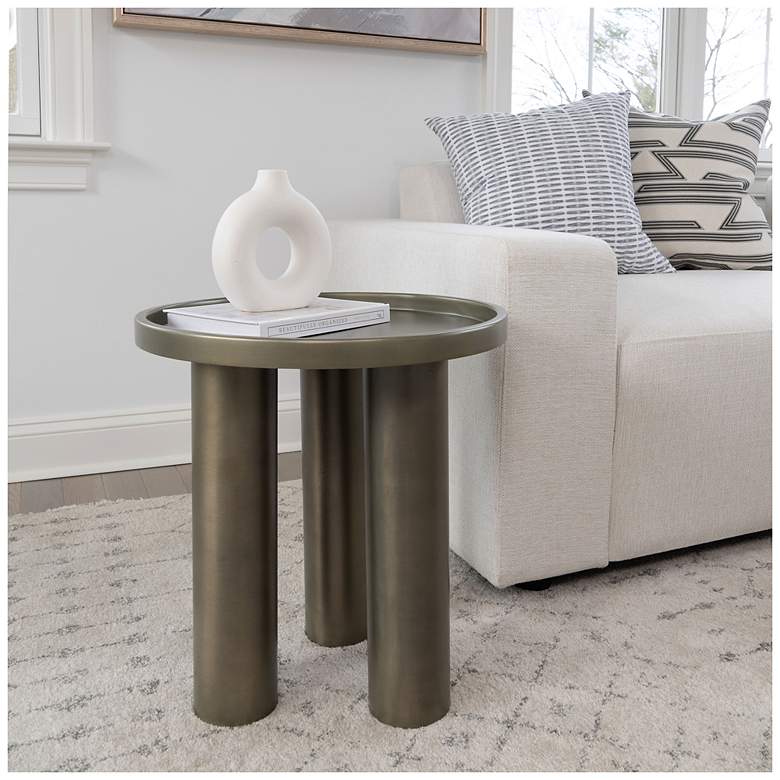 Image 5 Eclat 18" Wide Industrial Nickel End Table more views