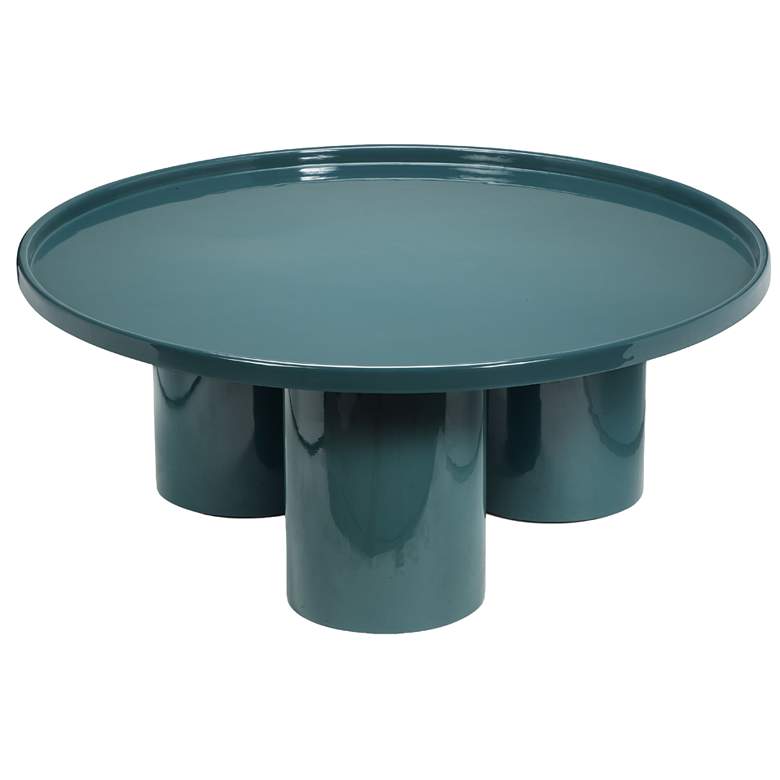 Image 1 Eclat Sofia Enamel 37.75" Wide Aegean Teal Coffee Table