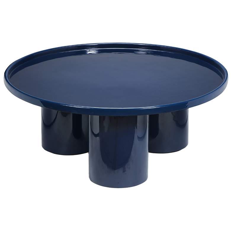 Image 1 Eclat Sofia Enamel 37.75" Wide Navy Coffee Table