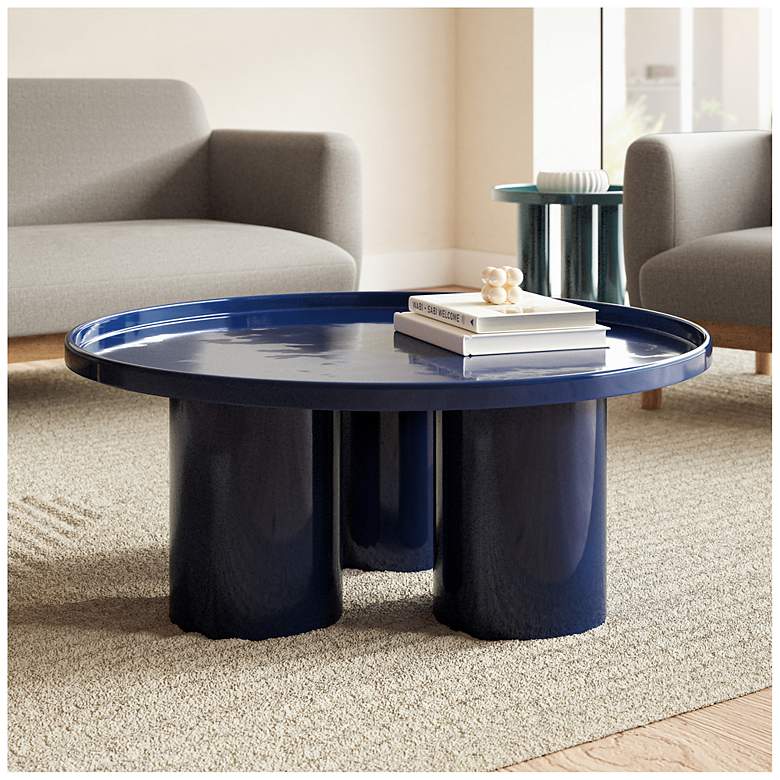 Image 1 Eclat Sofia Enamel 37.75" Wide Navy Coffee Table