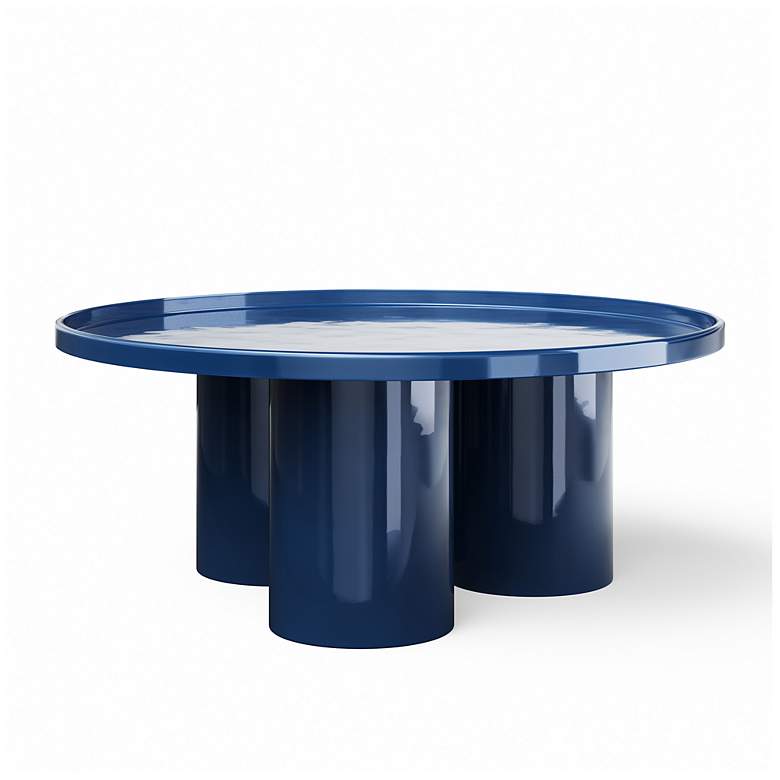 Image 6 Eclat Sofia Enamel 37.75" Wide Navy Coffee Table more views