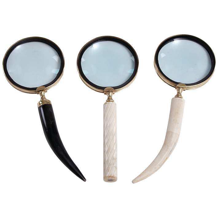 Eclectic Black and White Horn Magnifying Glasses Set of 3 - #97G20
