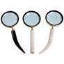 Eclectic Black and White Horn Magnifying Glasses Set of 3